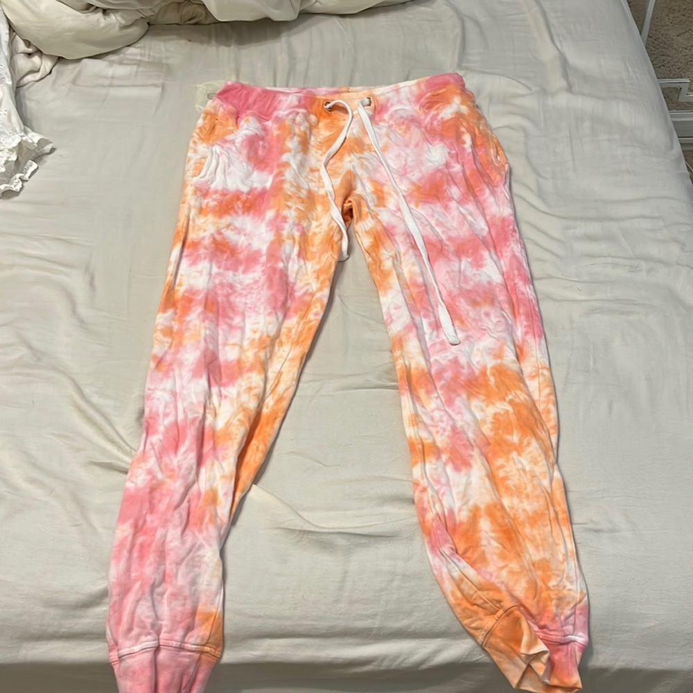 Red dress tye dye sweatpants